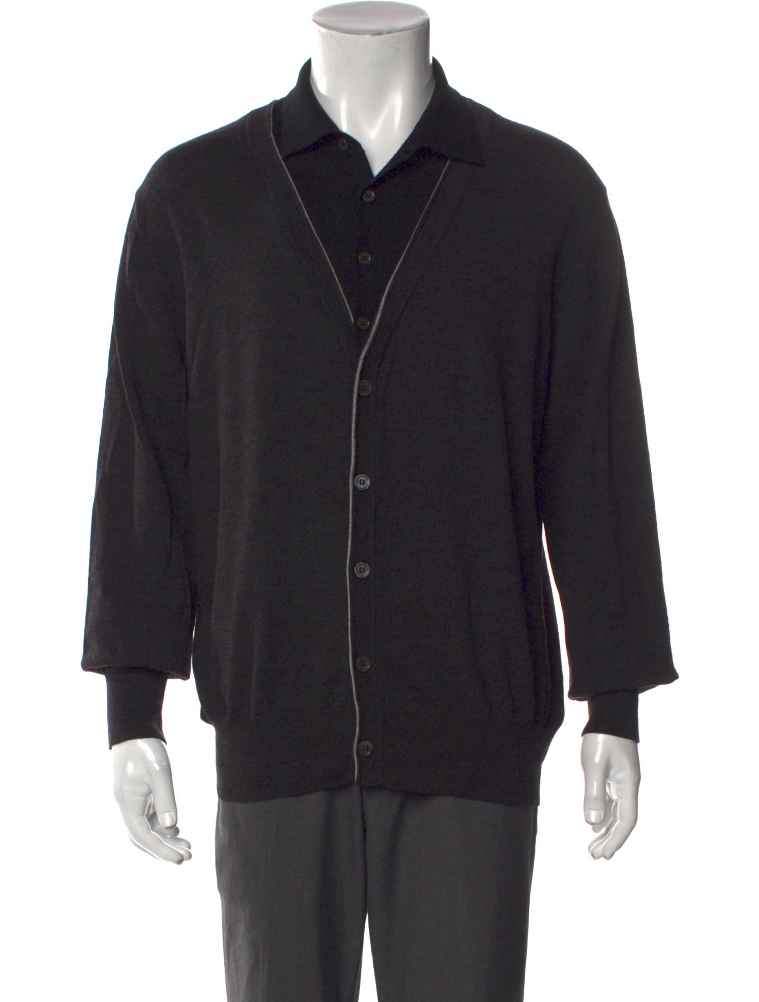 Fuzzi Virgin Wool Mock Neck Cardigan