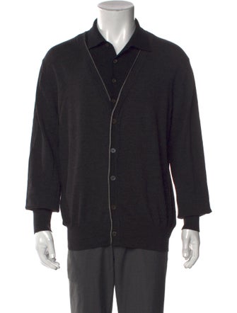Fuzzi Virgin Wool Mock Neck Cardigan