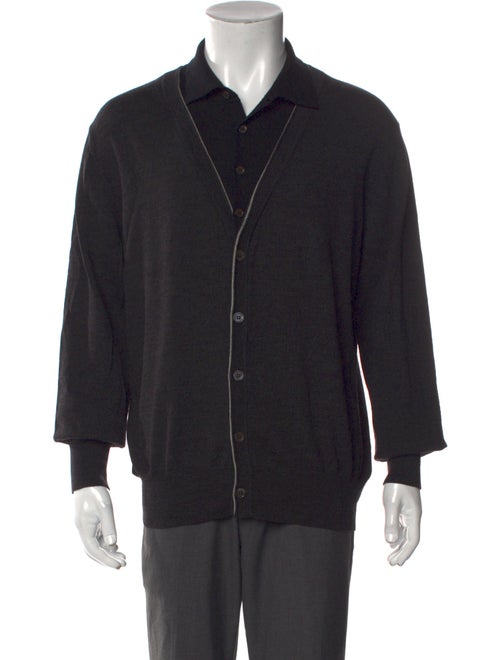 Fuzzi Virgin Wool Mock Neck Cardigan