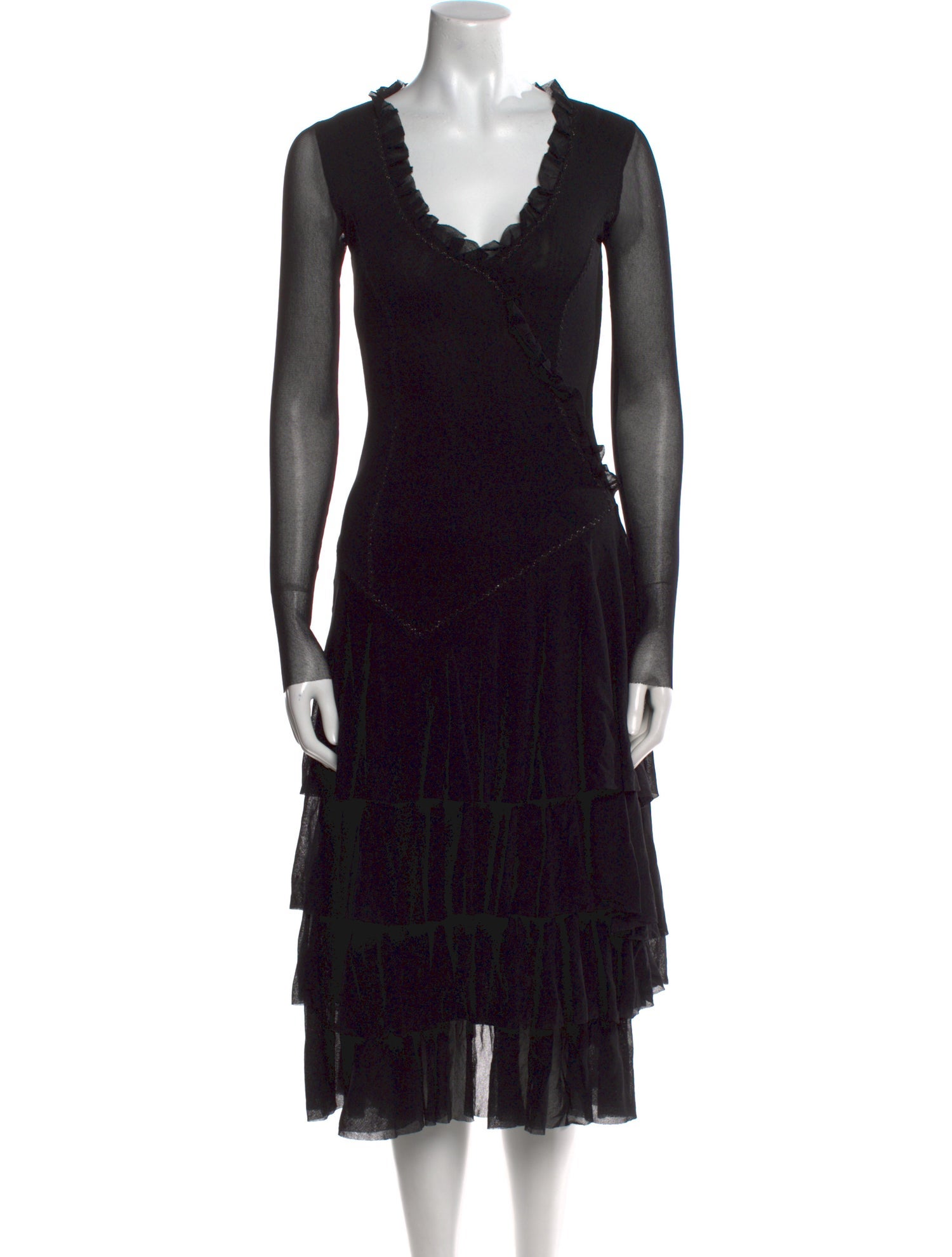 Fuzzi V-Neck Midi Length Dress