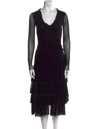 Fuzzi V-Neck Midi Length Dress