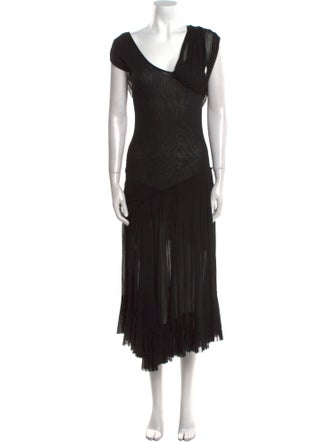 Fuzzi V-Neck Midi Length Dress