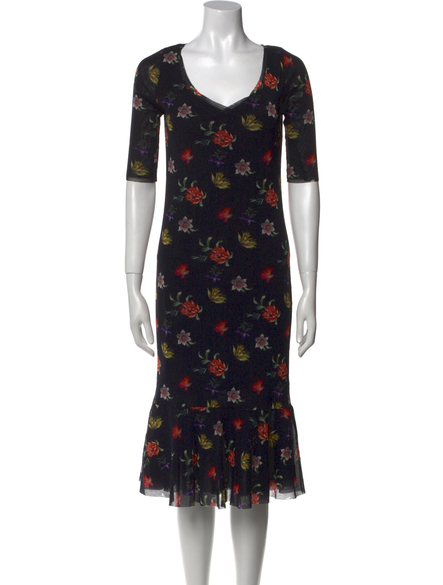 Fuzzi Floral Print Midi Length Dress