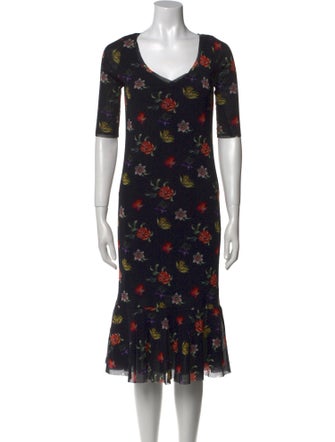Fuzzi Floral Print Midi Length Dress