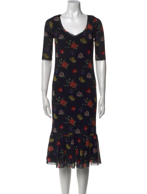 Fuzzi Floral Print Midi Length Dress
