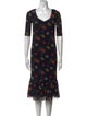 Fuzzi Floral Print Midi Length Dress