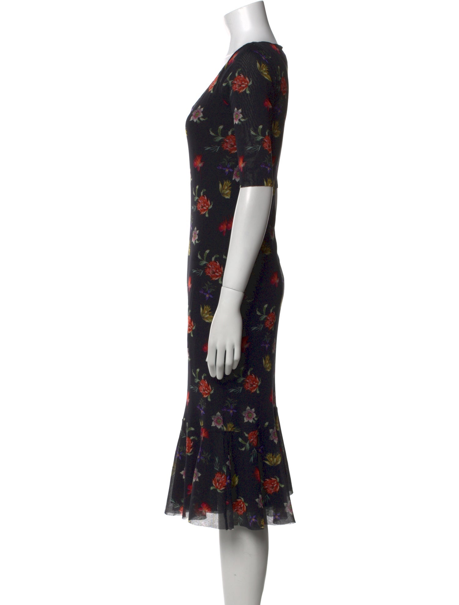 Fuzzi Floral Print Midi Length Dress