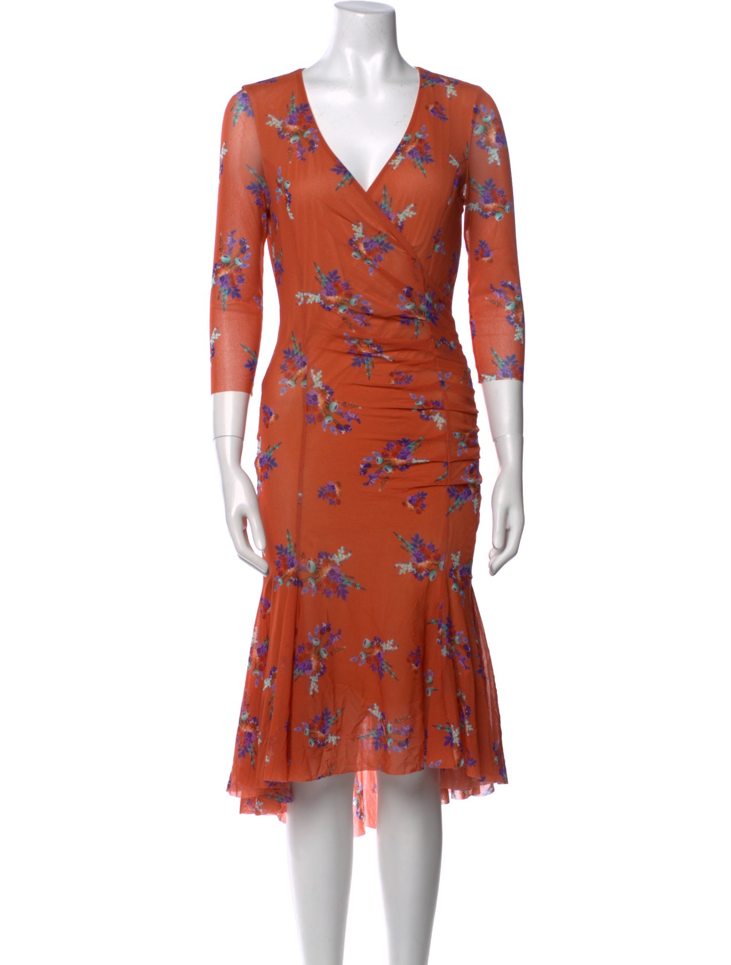 Fuzzi Floral Print Midi Length Dress