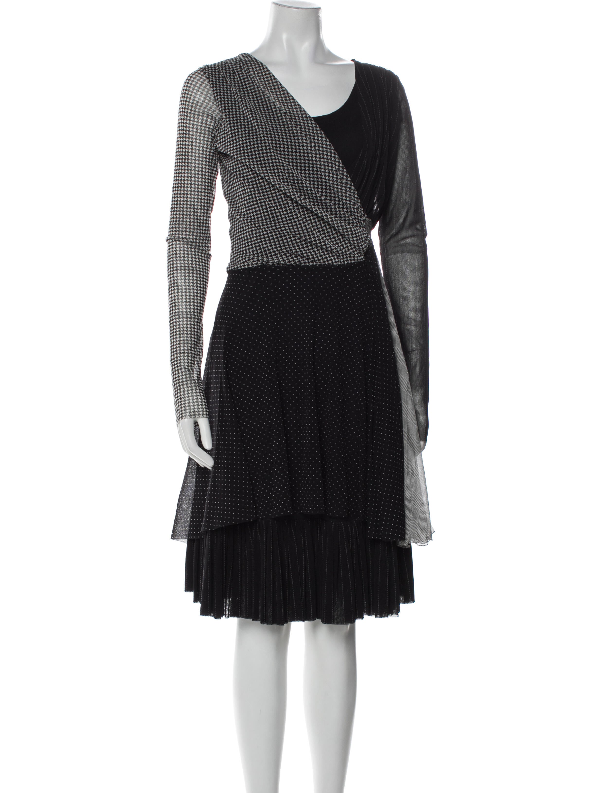 Fuzzi Houndstooth Print Knee-Length Dress