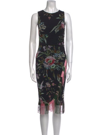 Fuzzi Floral Print Midi Length Dress