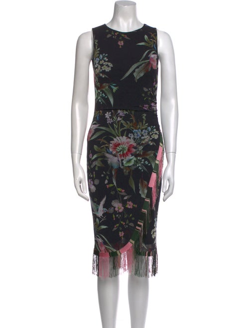 Fuzzi Floral Print Midi Length Dress