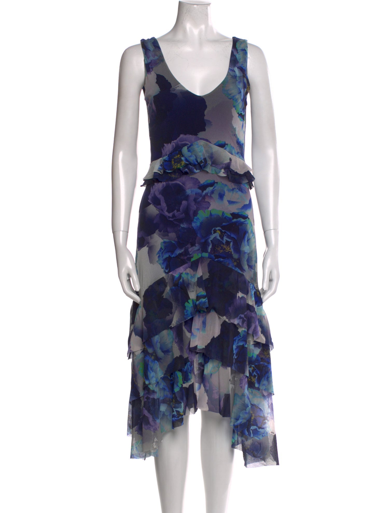 Fuzzi Floral Print Midi Length Dress