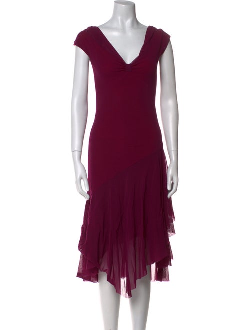 Fuzzi V-Neck Midi Length Dress