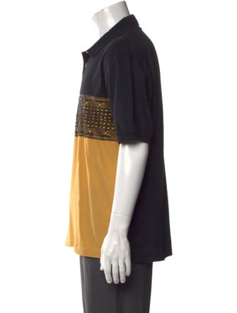 Fuzzi Colorblock Pattern Collar Polo Shirt