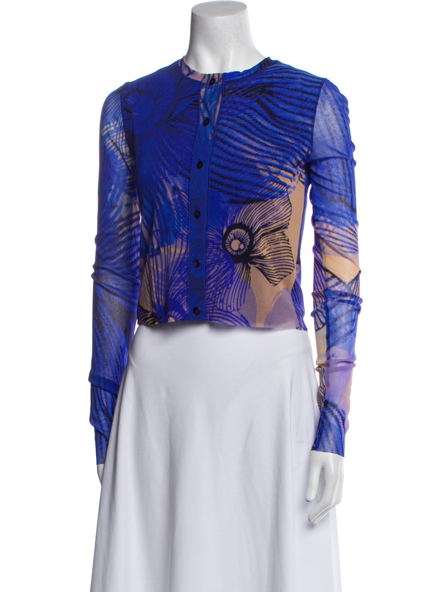 Fuzzi Mesh Printed Crop Top