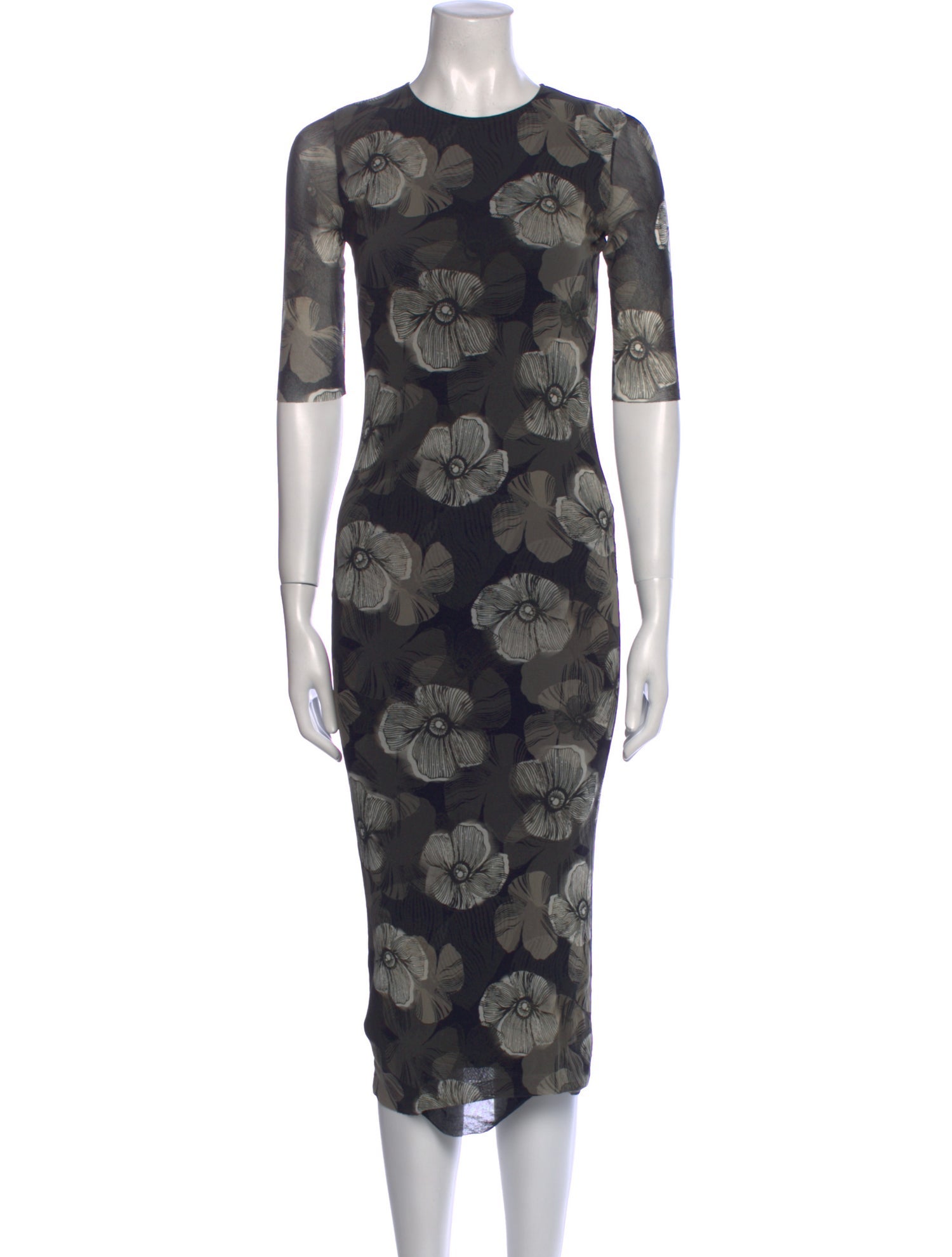 Fuzzi Floral Print Midi Length Dress