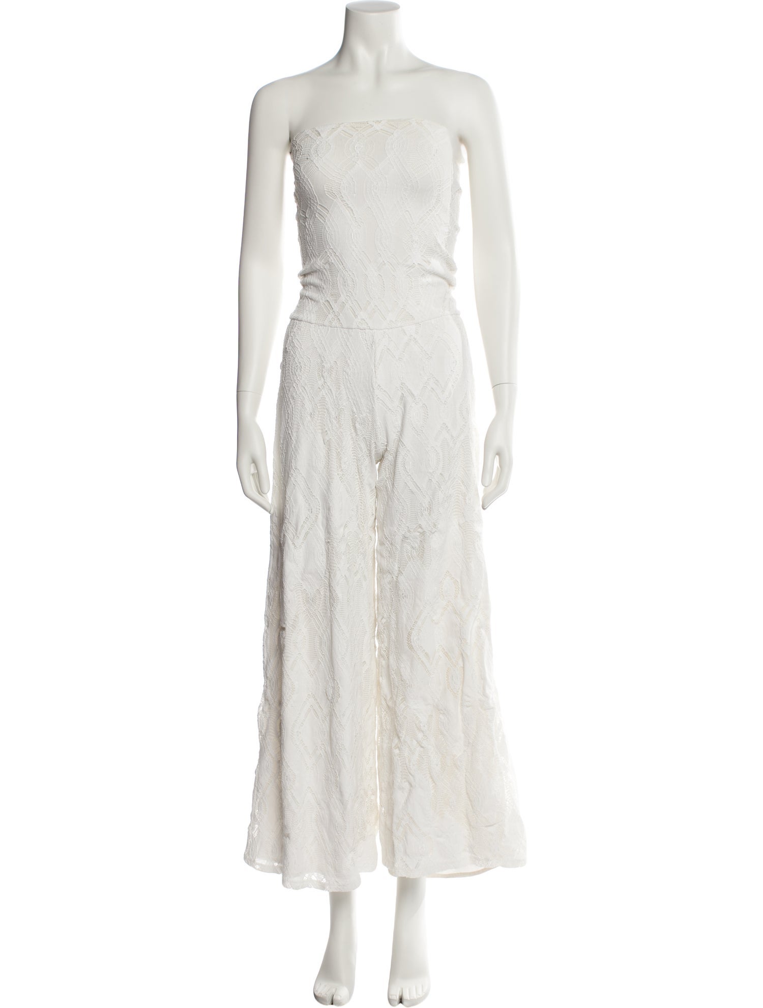 Fuzzi Lace Pattern Strapless Jumpsuit