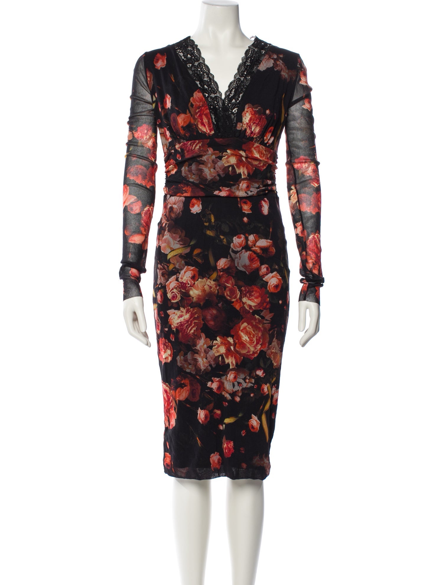 Fuzzi Floral Print Midi Length Dress