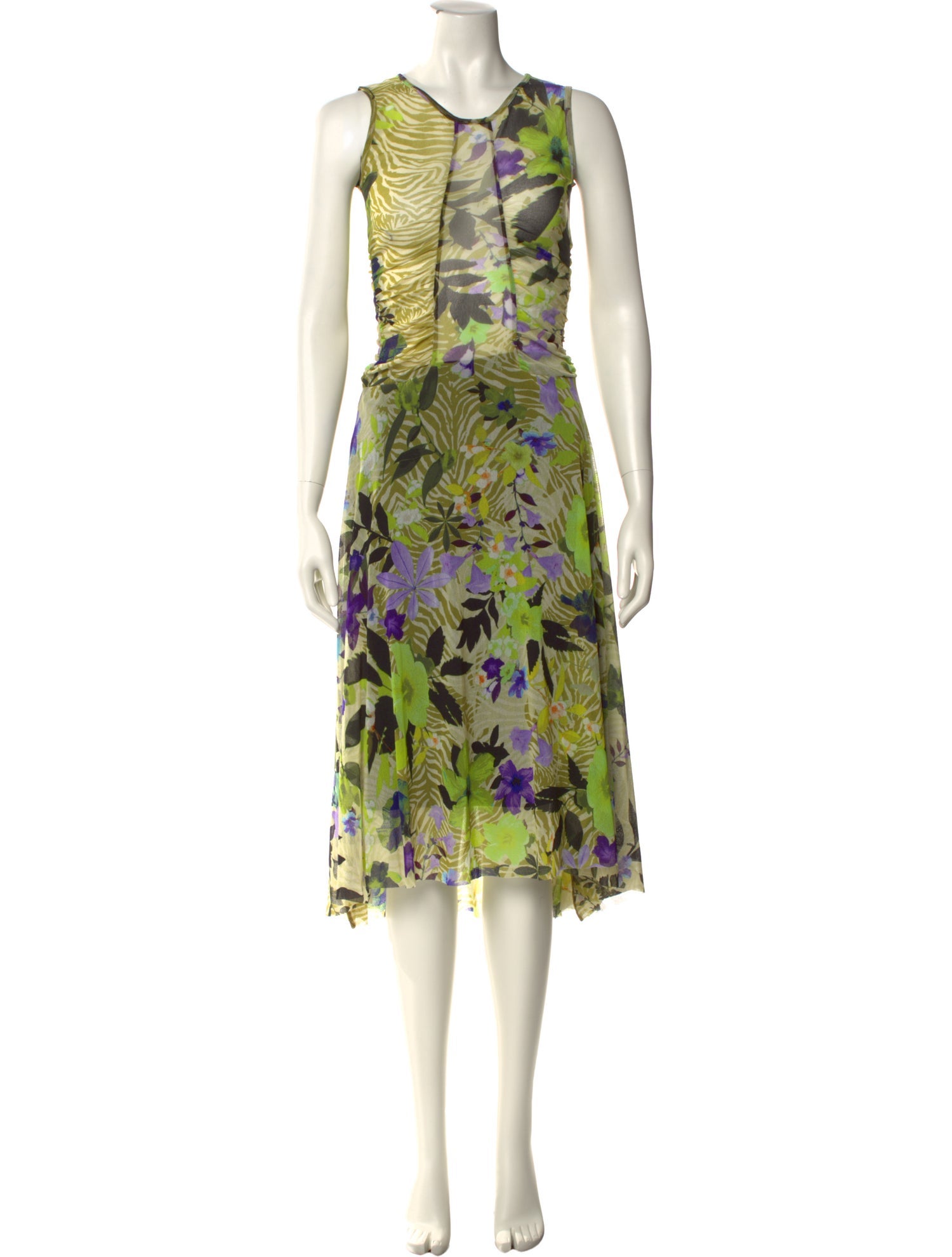 Fuzzi Floral Print Midi Length Dress