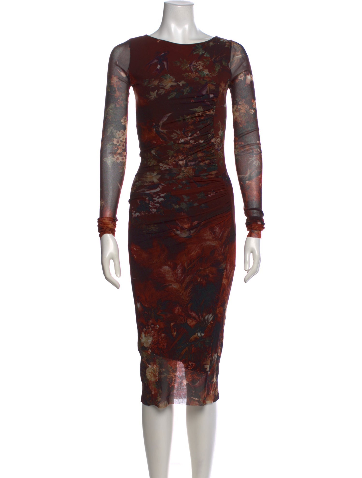 Fuzzi Floral Print Midi Length Dress