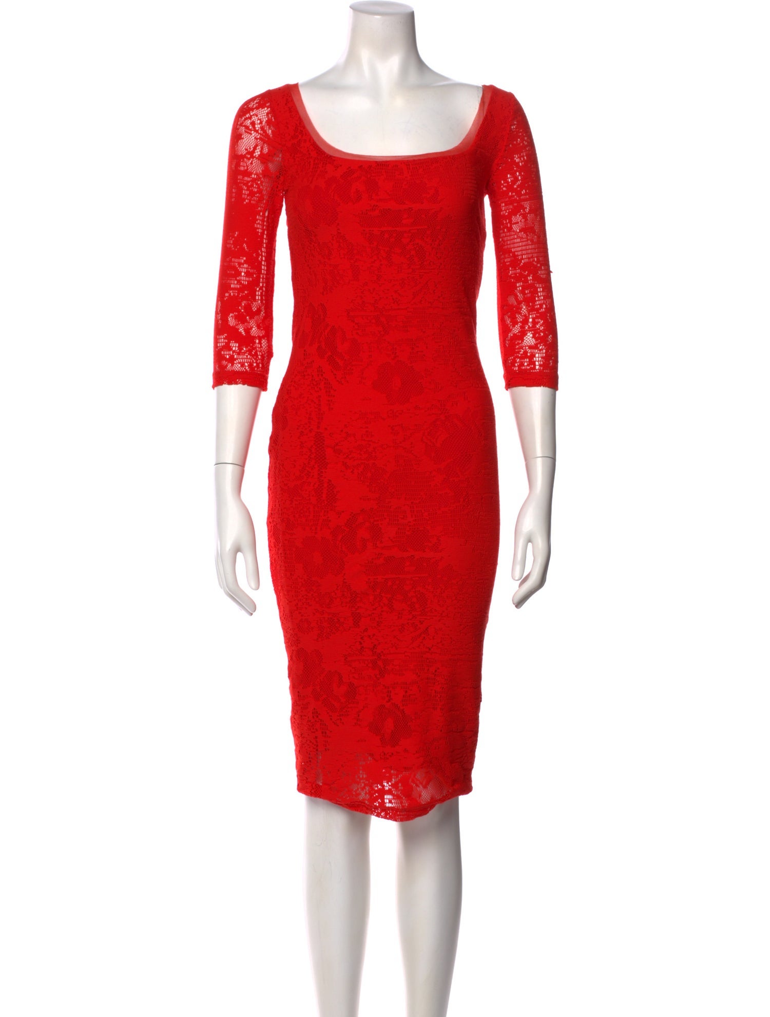 Fuzzi Lace Pattern Knee-Length Dress
