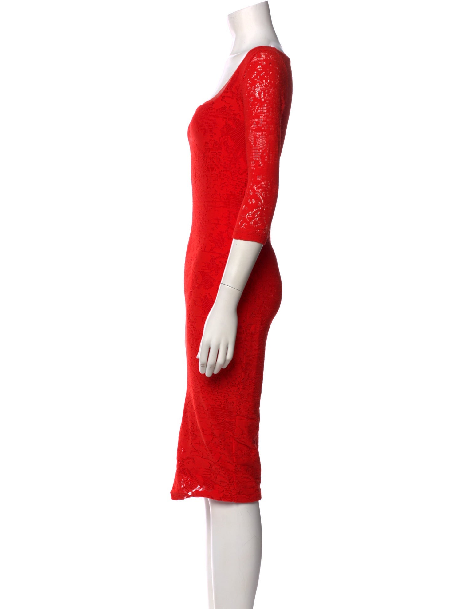 Fuzzi Lace Pattern Knee-Length Dress