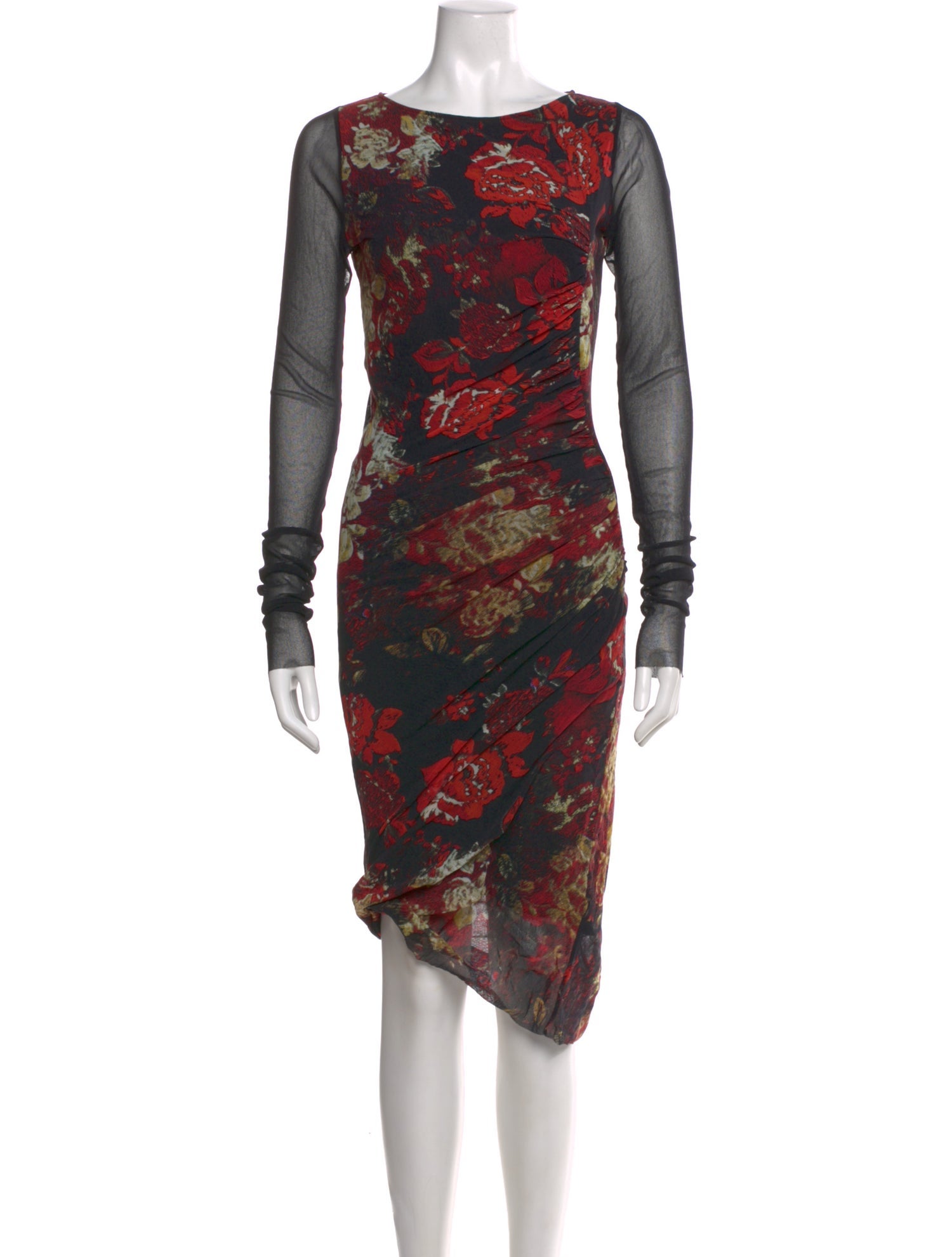 Fuzzi Floral Print Midi Length Dress