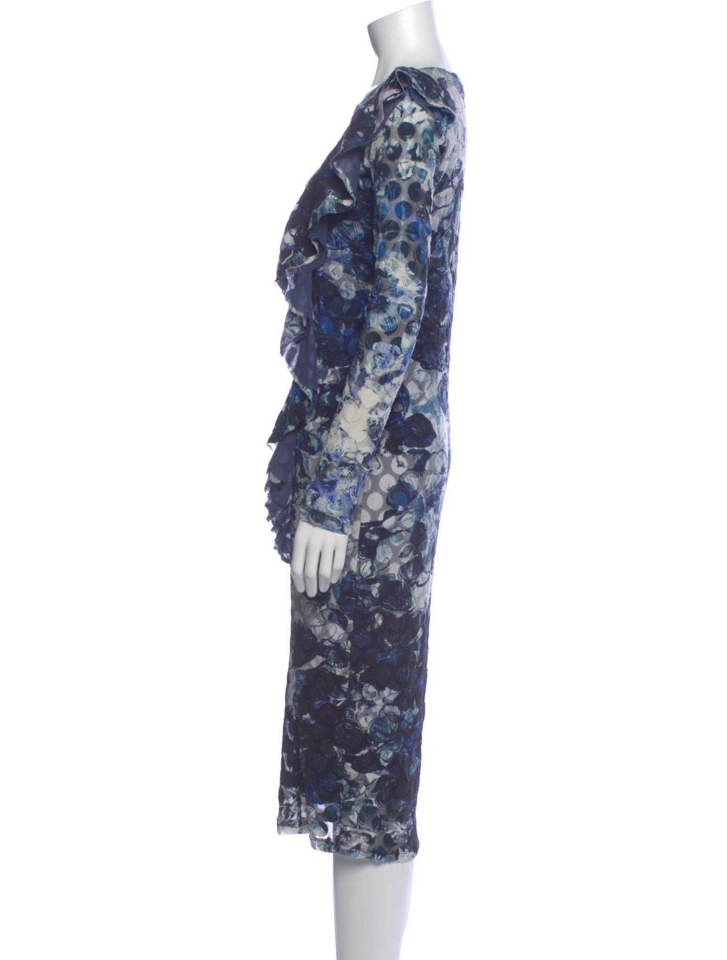 fuzzi midi dress Fuzzi Coral Reef-Print Bodycon Tulle Midi Dress