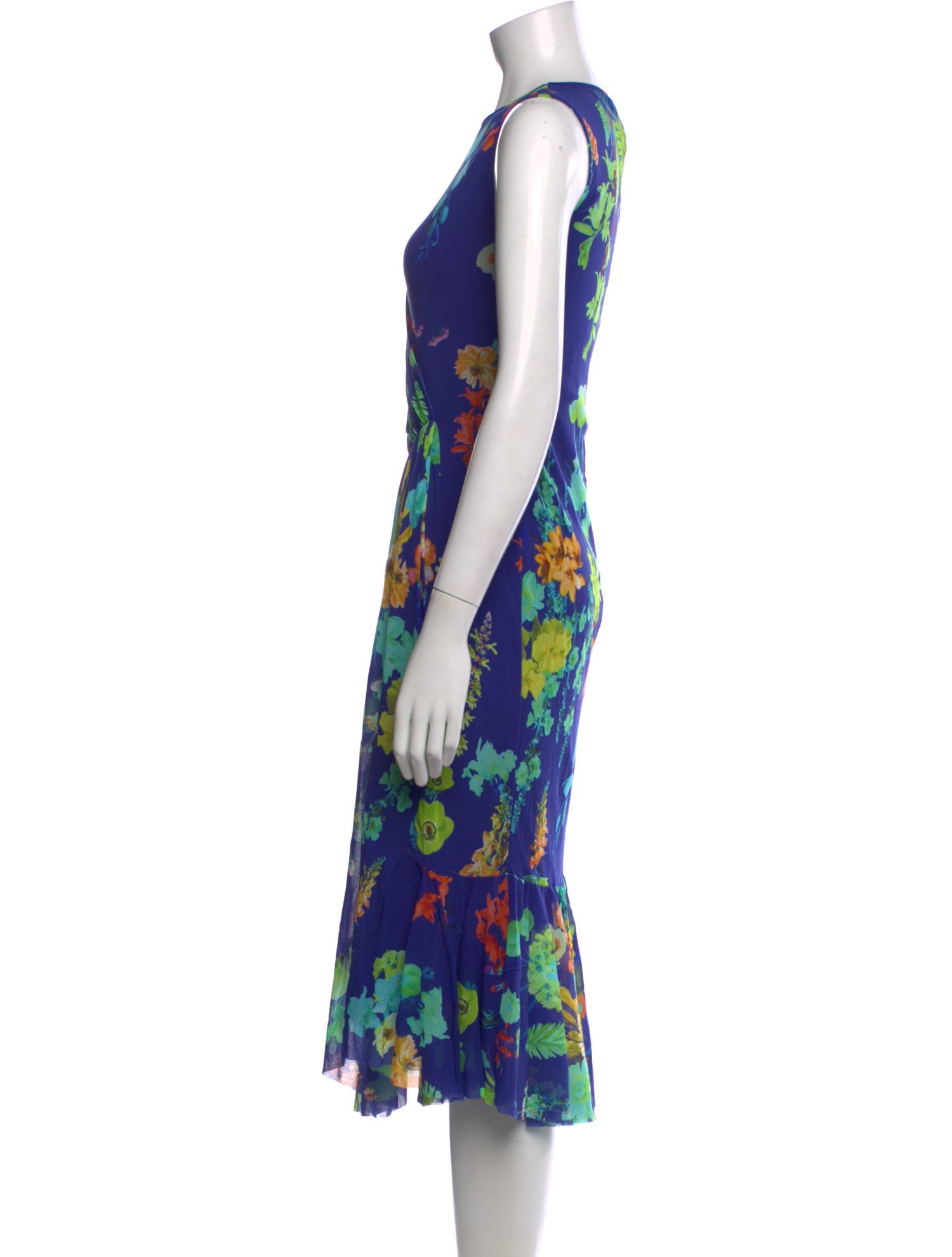 Fuzzi Floral Print Midi Length Dress