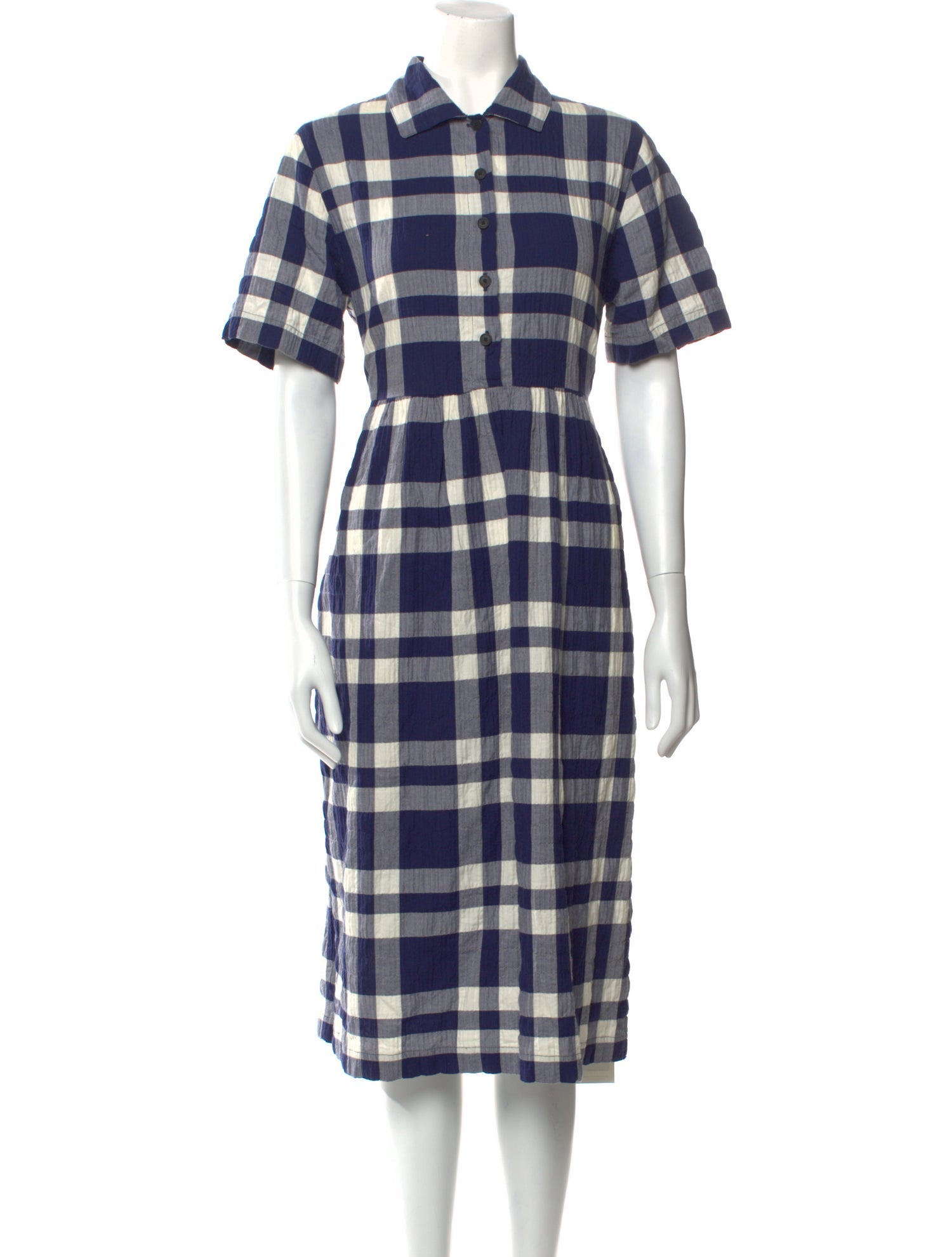 Folk Plaid Print Midi Length Dress