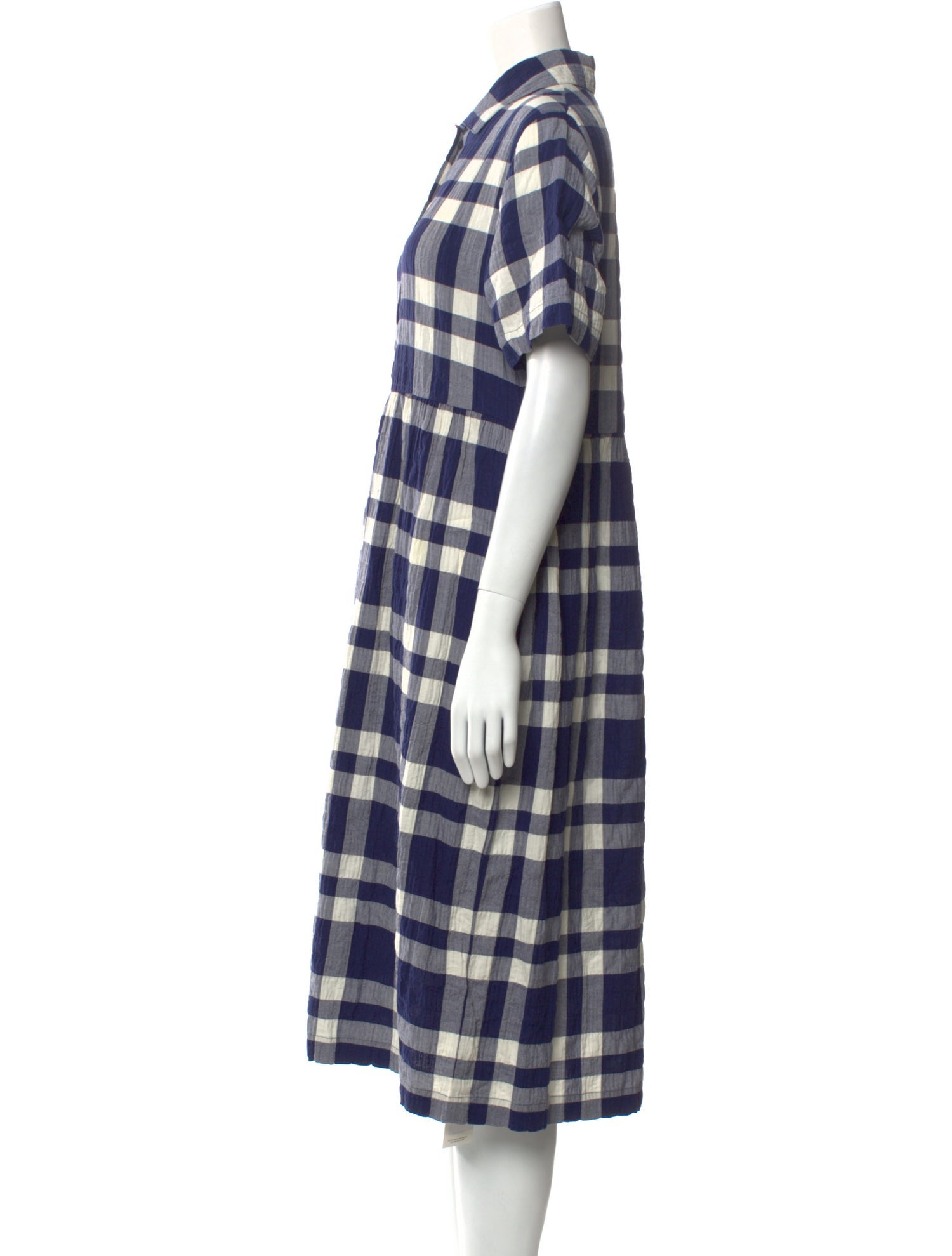 Folk Plaid Print Midi Length Dress