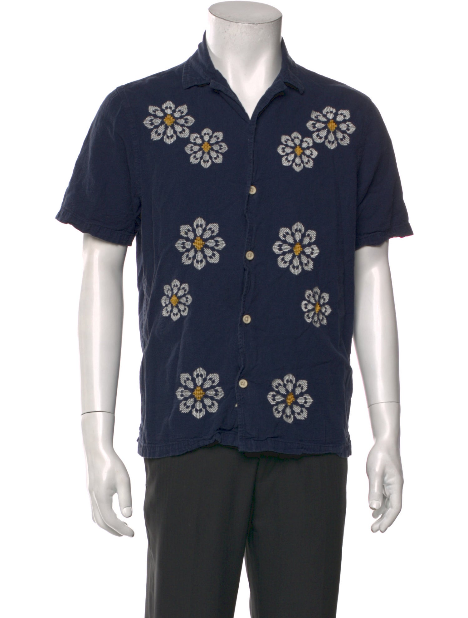 Folk Floral Print Short Sleeve Shirt