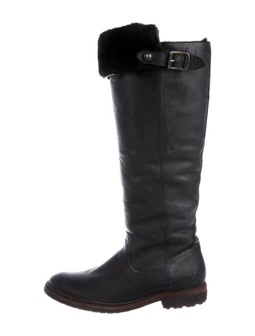Frye Signature Logo Leather Riding Boots Black