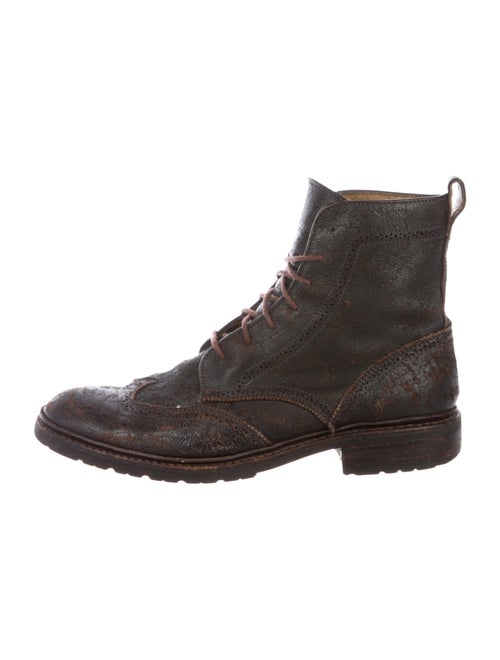 Frye Distressed Leather Lace-Up Boots Brown