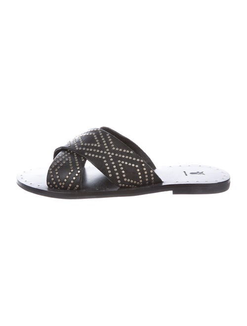 Frye Leather Studded Accents Slides Black