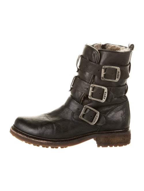 Frye Shearling Combat Boots Black