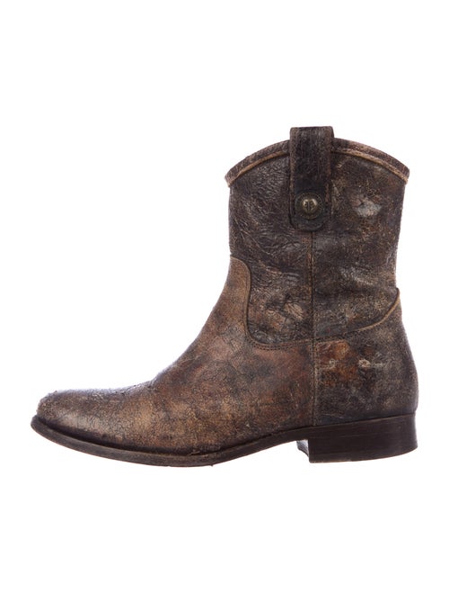 Frye Distressed Leather Western Boots Brown