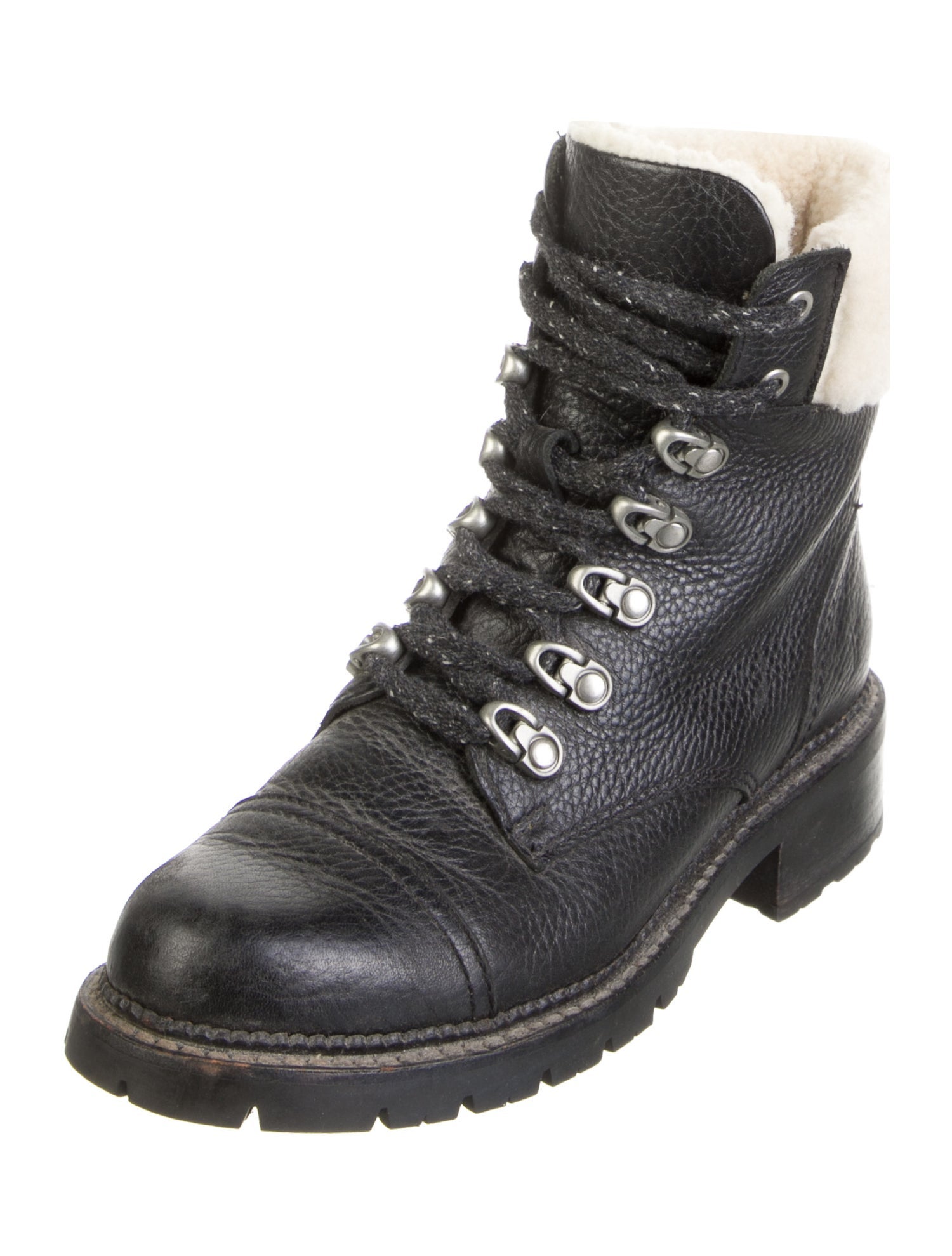 Frye Leather Colorblock Pattern Combat Boots