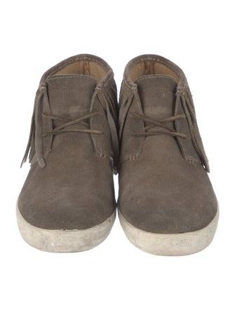 Frye Suede Fringe Trim Accent Lace-Up Boots