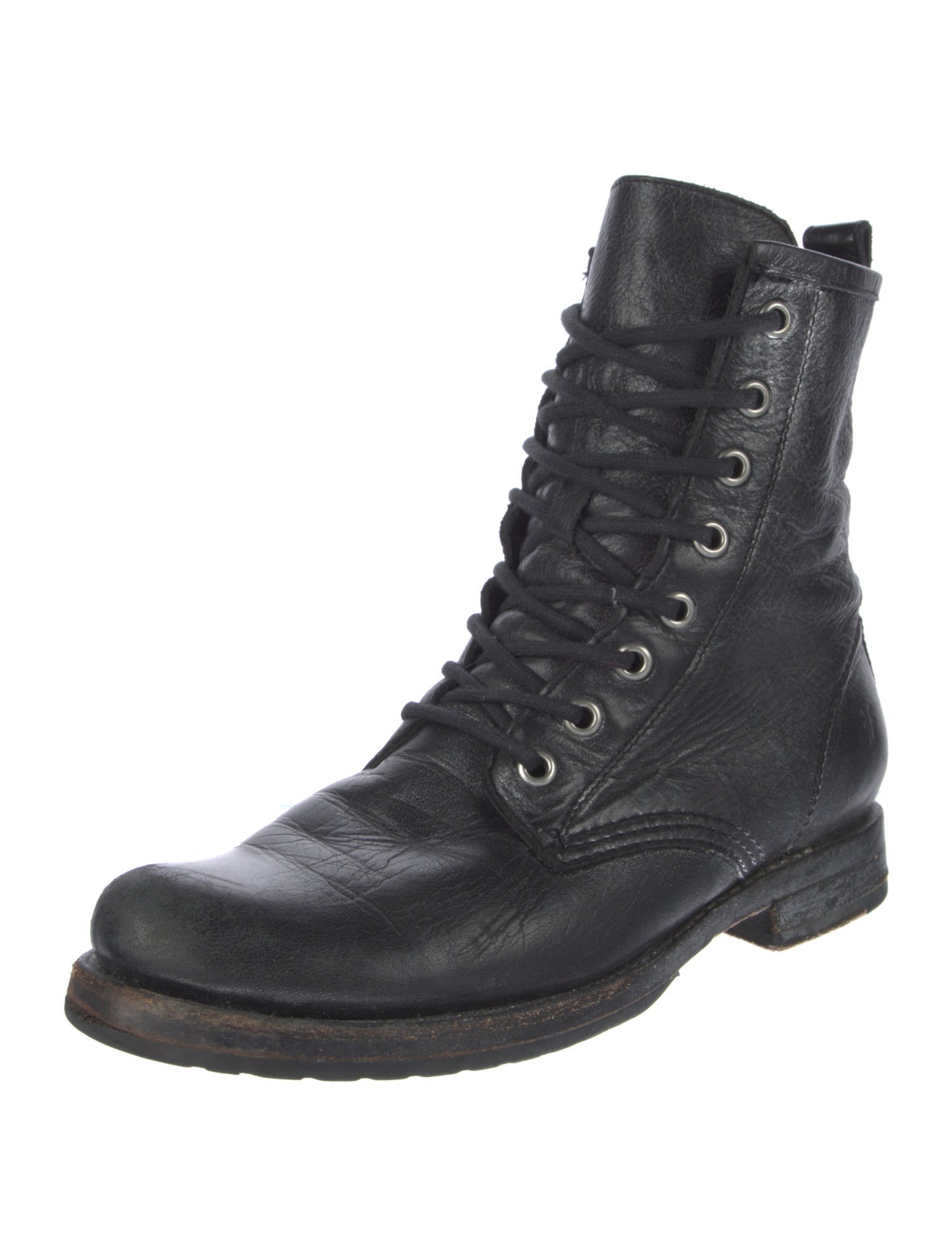Frye Leather Distressed Accents Combat Boots