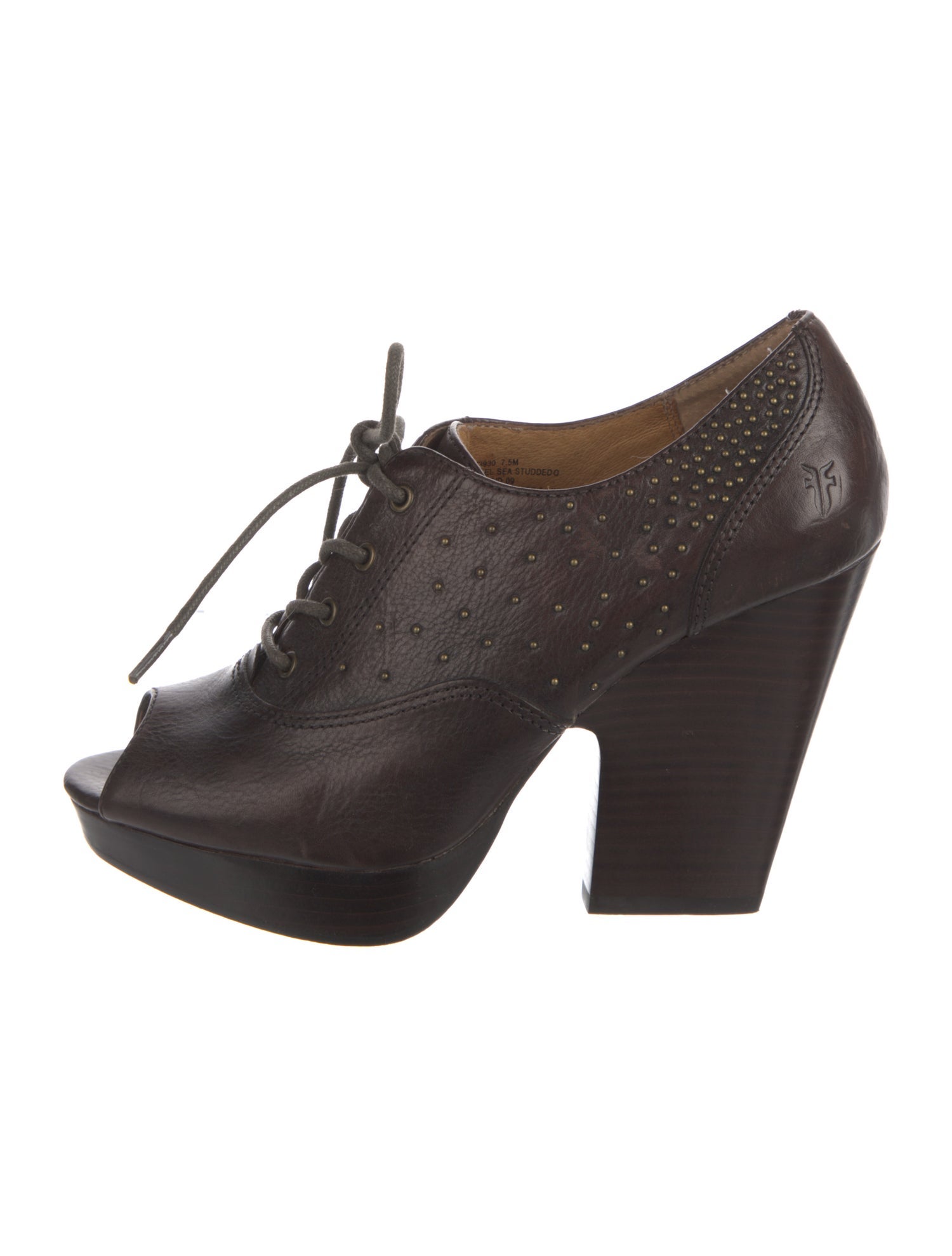 Frye Leather Studded Accents Lace-Up Boots