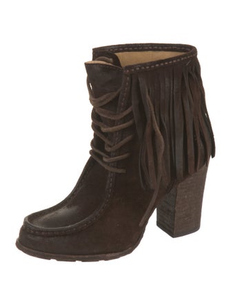 Frye Suede Fringe Trim Accent Boots