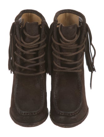 Frye Suede Fringe Trim Accent Boots
