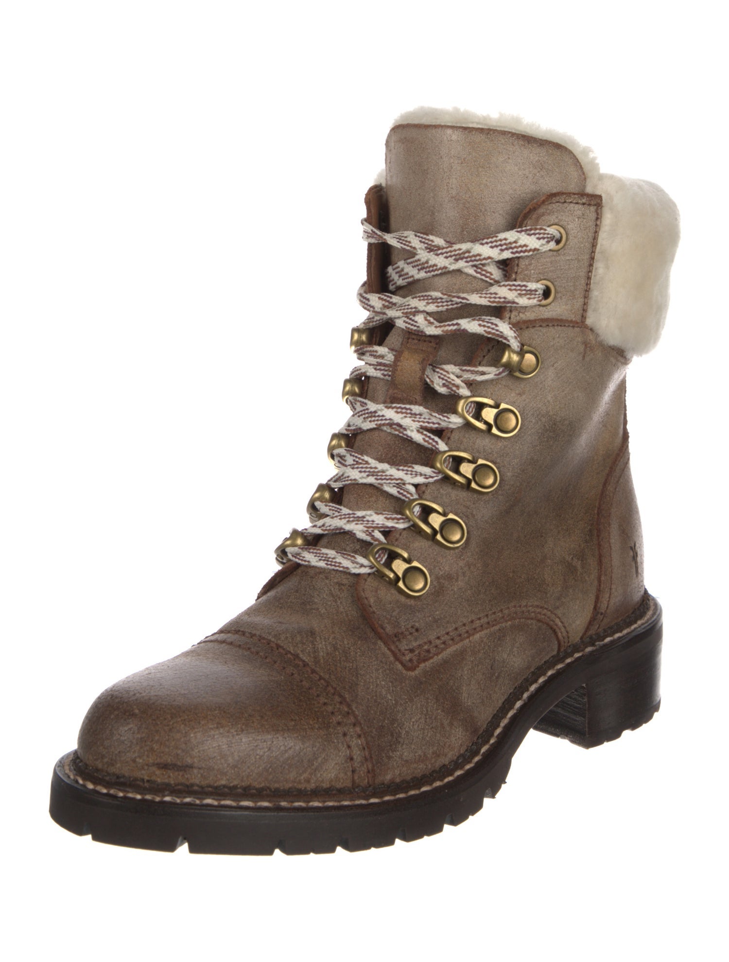 Frye Leather Colorblock Pattern Combat Boots