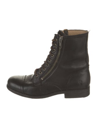 Frye Leather Printed Combat Boots