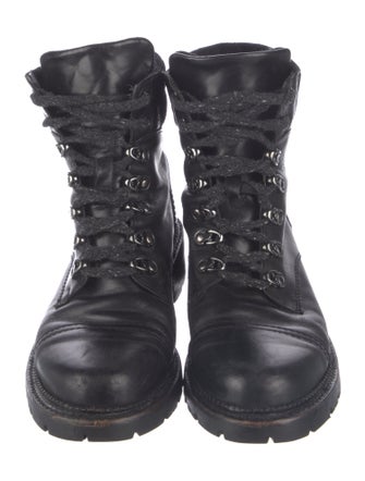 Frye Quilted Pattern Leather Combat Boots