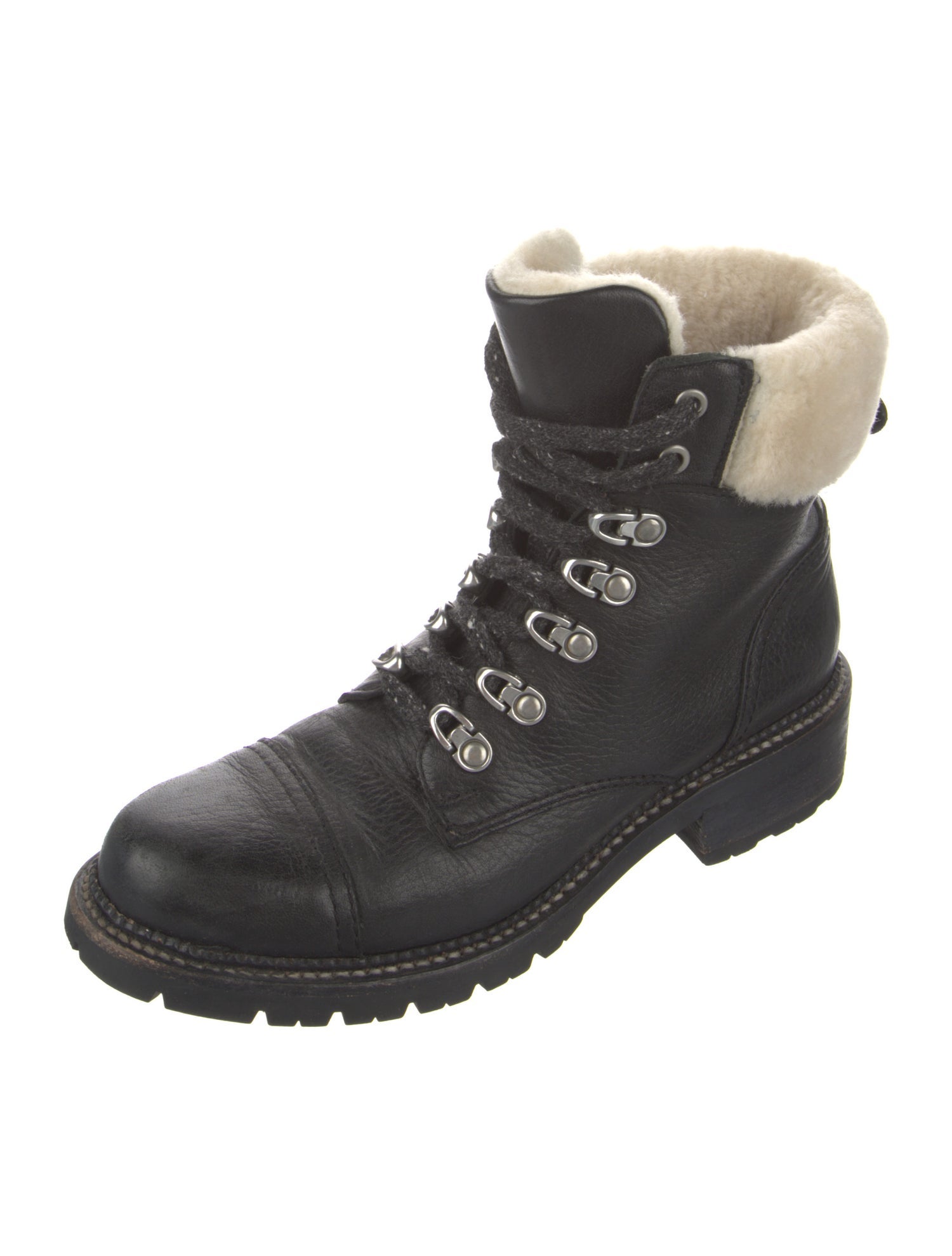 Frye Leather Colorblock Pattern Combat Boots