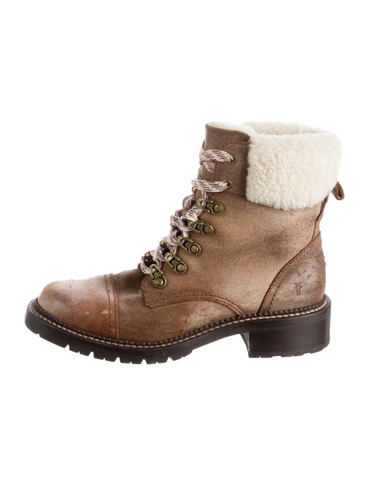 Frye Leather Colorblock Pattern Combat Boots