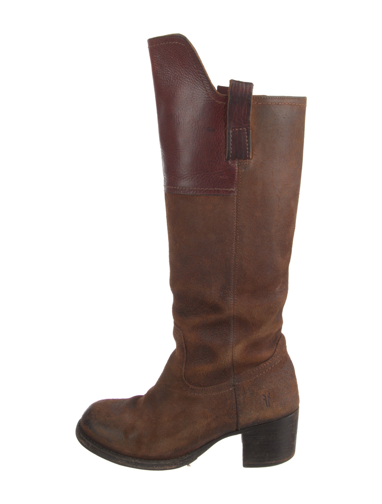 Frye Leather Colorblock Pattern Riding Boots