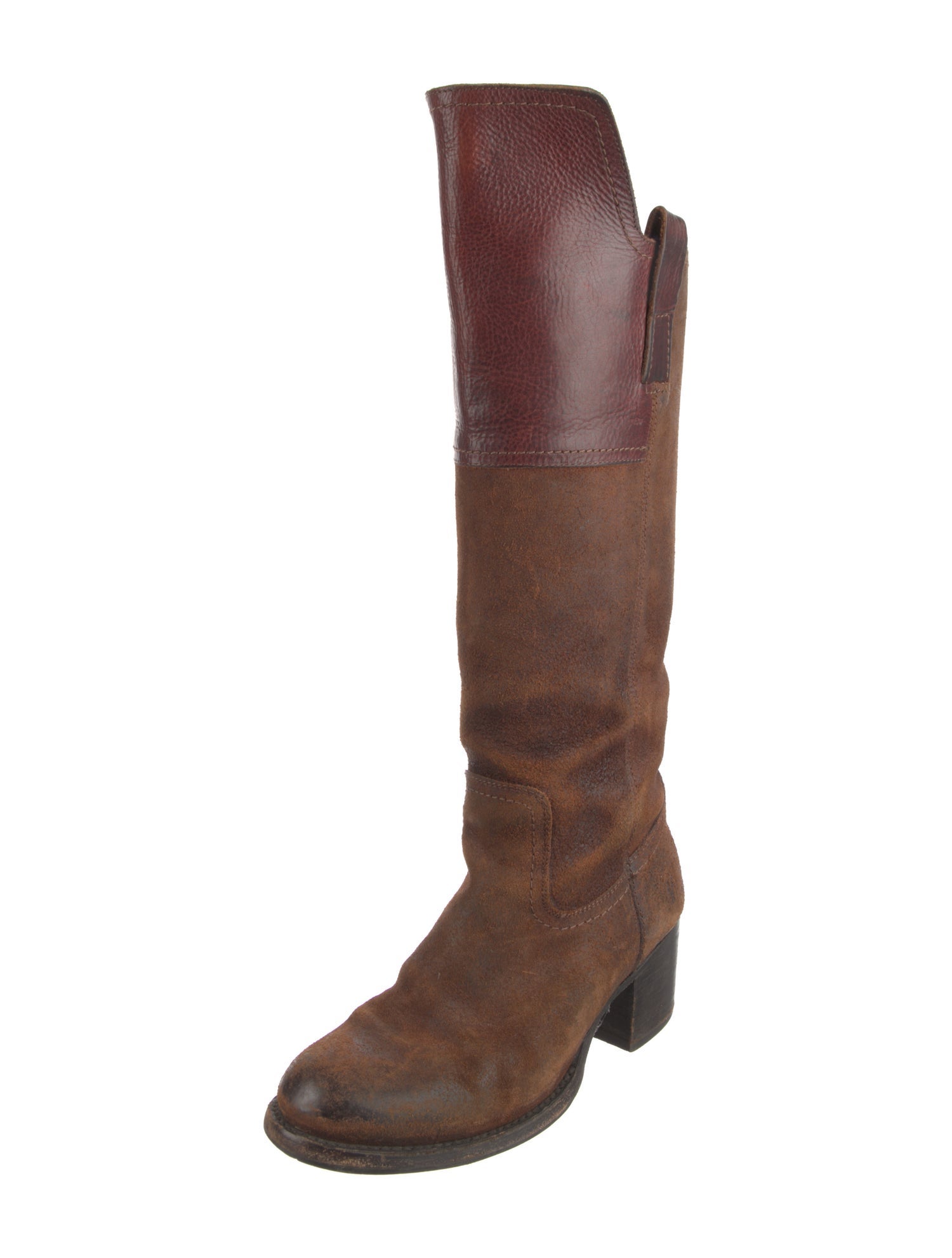 Frye Leather Colorblock Pattern Riding Boots